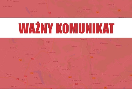 mapa gminy z napisem ważny komunikat