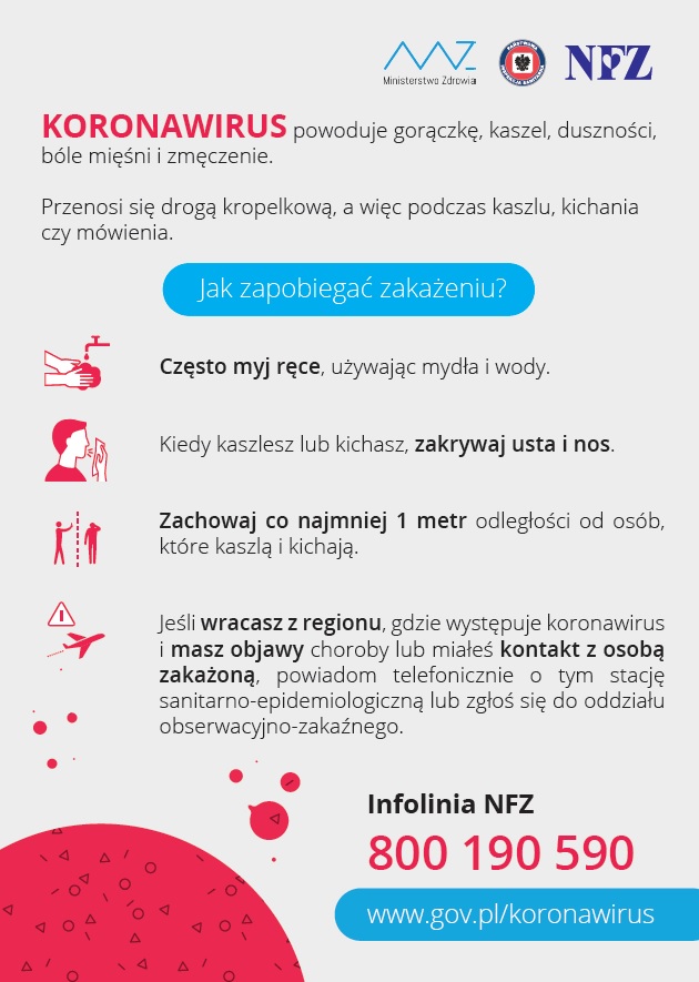 plakat koronawirus  - Koronawirus - profilaktyka, informacje