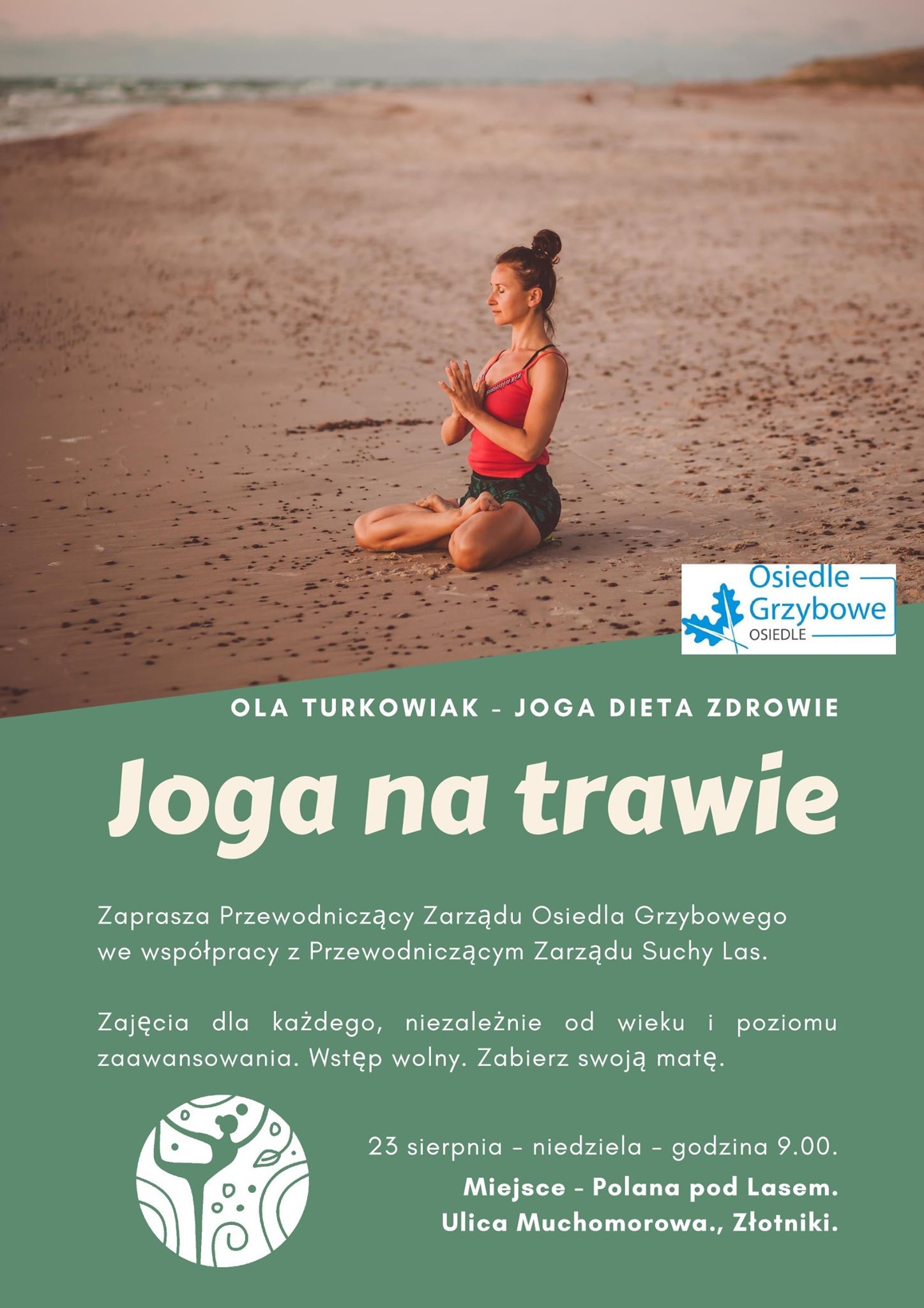 plakat Joga na trawie" z Olą Turkowiak