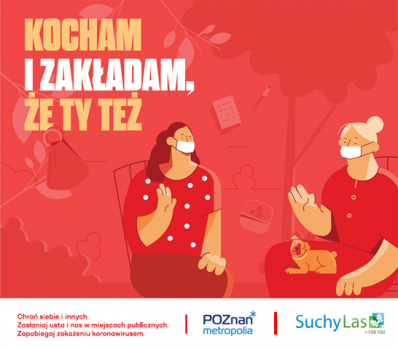 Akcja Metropolii Poznań zachęcająca do noszenia maseczek.
