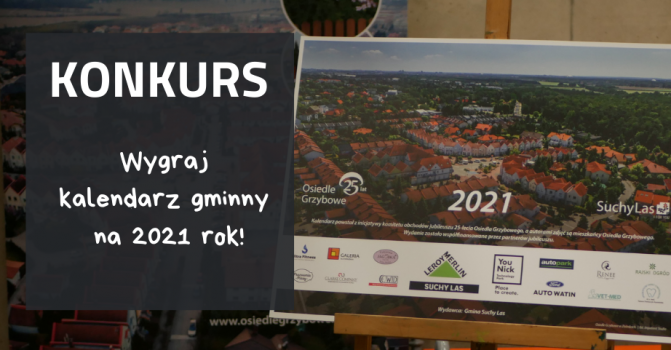 zdjęcie okładki kalendarza gminnego 2021, napis: konkurs Wygraj kalendarz gminny na 2021 rok!