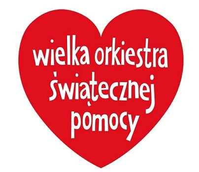 Czerwone serce z napisem Wielka Orkiestra Świątecznej Pomocy