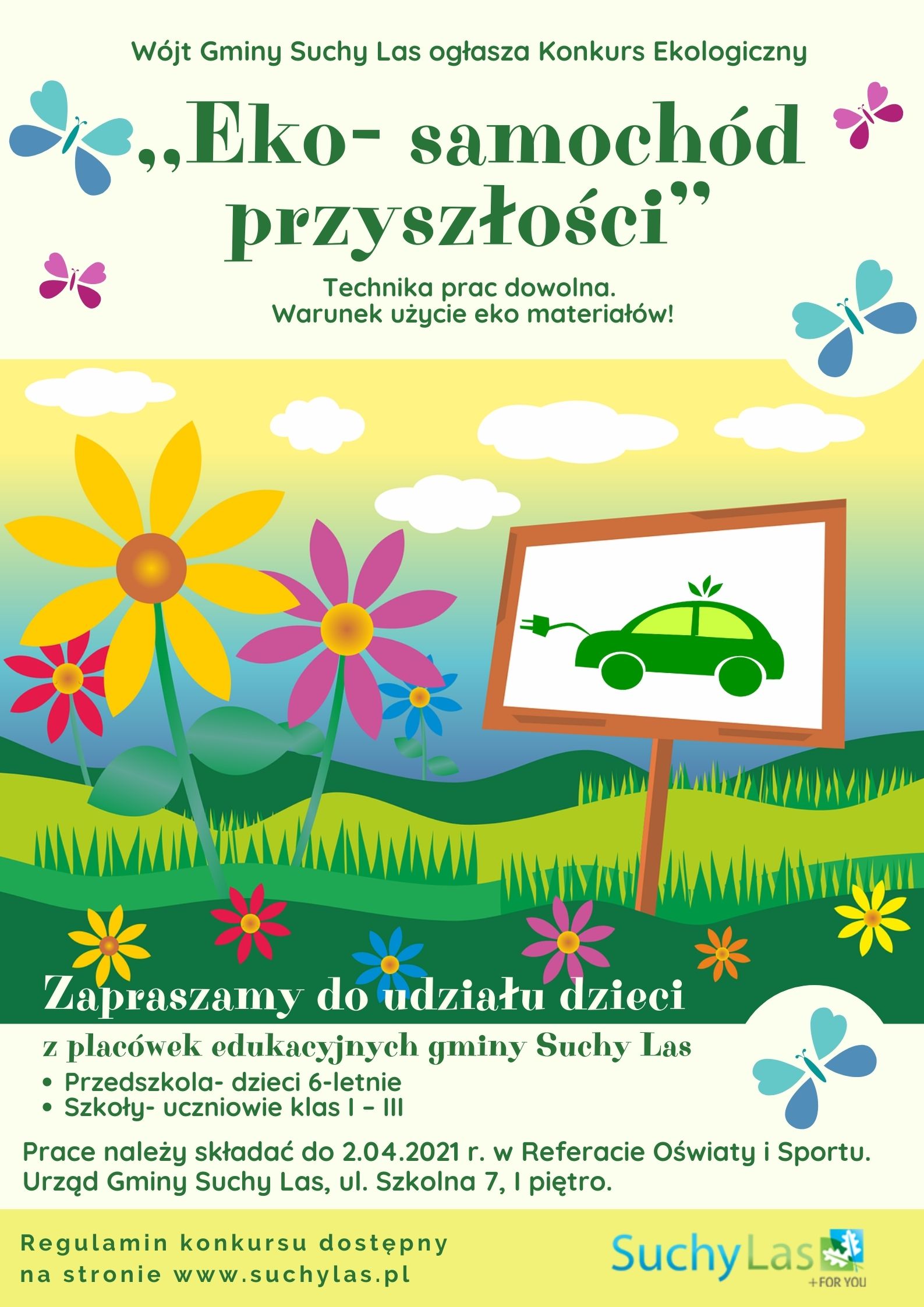 Plakat informujący o konkursie "Eko samochód przyszłości"