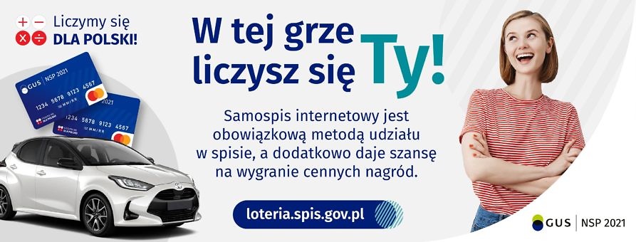 Plakat o loterii spisowej, w której można wygrać samochód