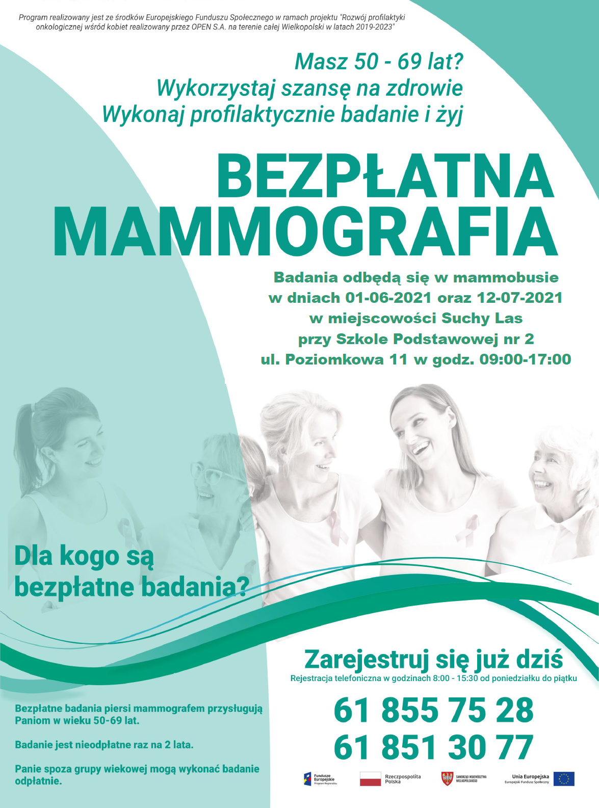 Plakat informujący o badaniach mammograficznych