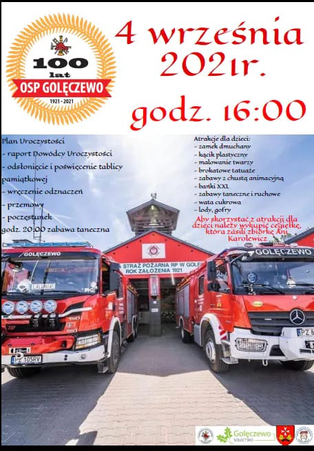 plakat - jubileusz 100-lecia OSP Golęczewo