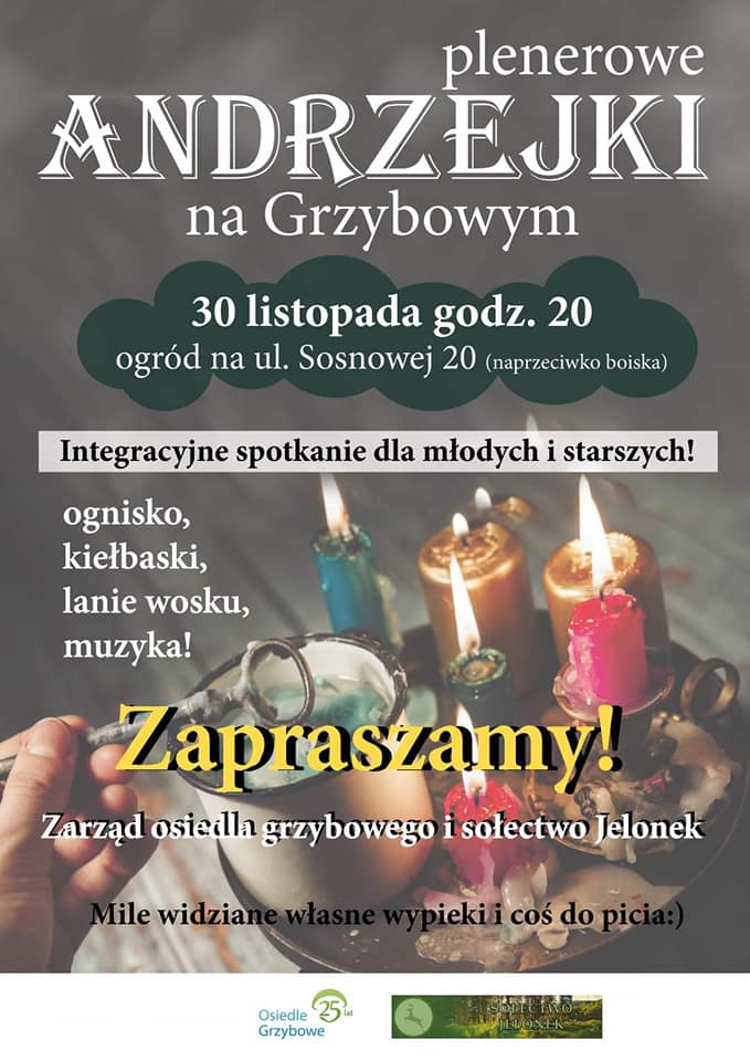 Andrzejki na grzybowym - plakat informacyjny