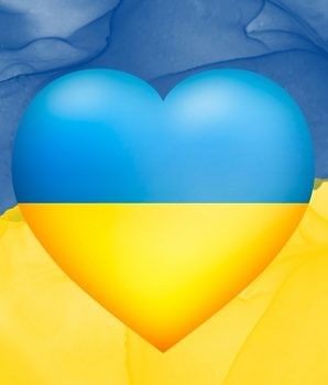 Serce w barwach flagi ukraińskiej.