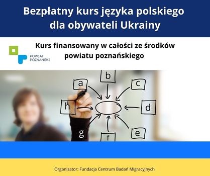Bezpłatny kurs języka polskiego dla obywateli Ukrainy finansowany ze środków powiatu poznańskiego