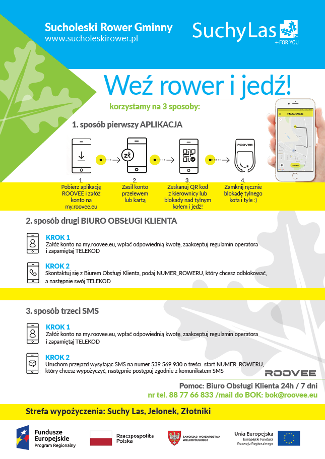 Plakat informujący o zasadach wypożyczania Sucholeskiego Roweru Gminnego. 