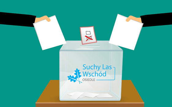 urna wyborcza z logo Osiedla Suchy Las Wschód