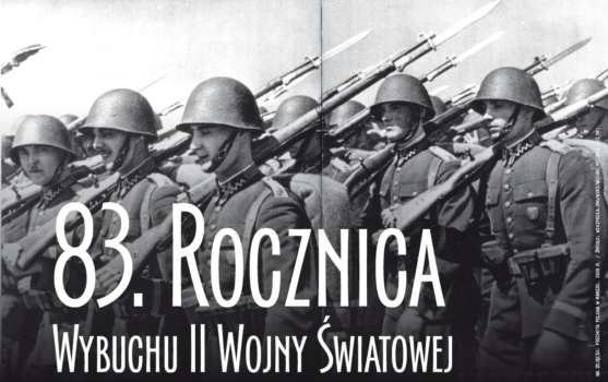 baner z zołnierzami z II wojny światowej i napis: 83. rocznica wybuchu II wojny światowej