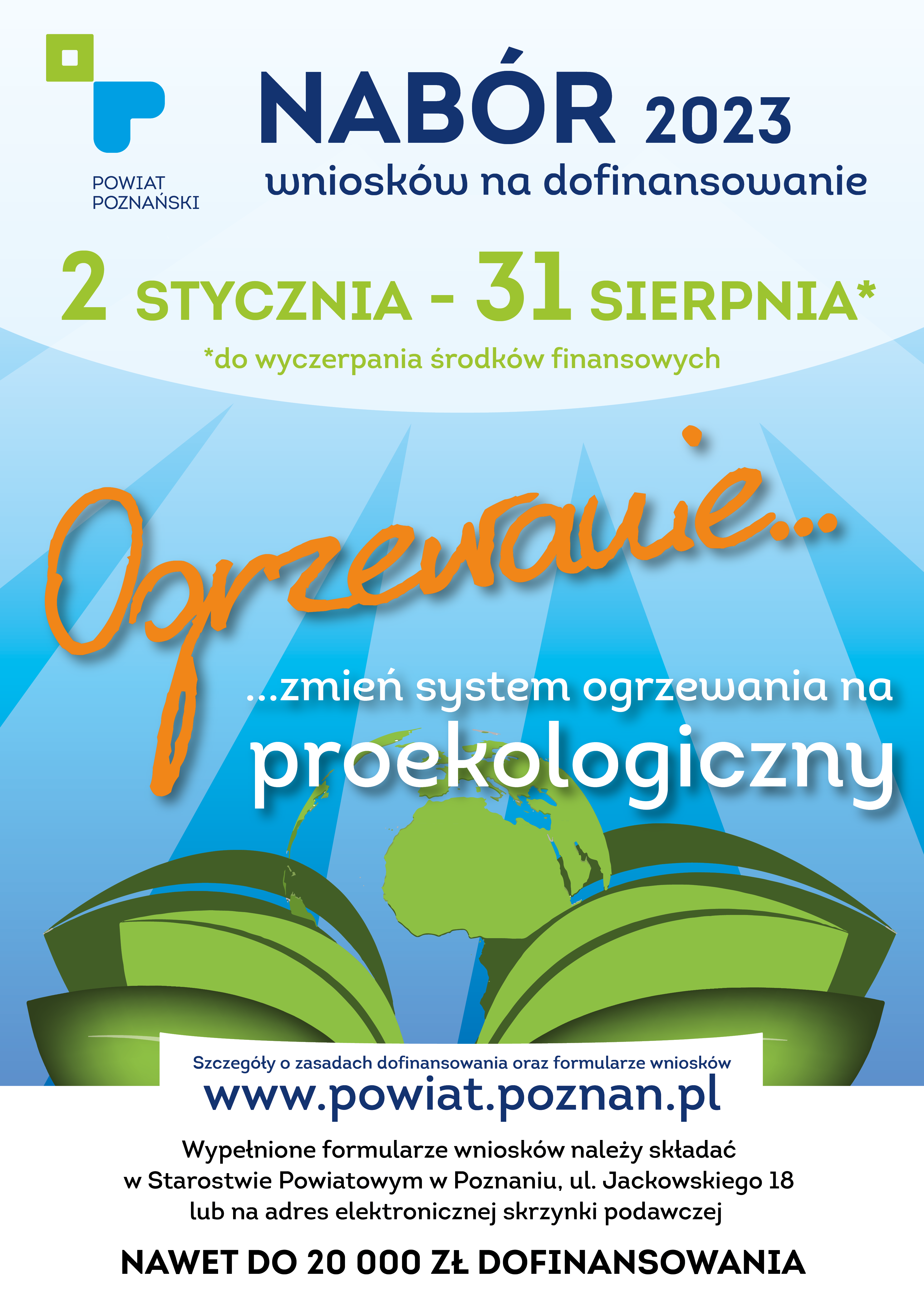 Plakat A3 2023 1 - Zmień ogrzewanie na proekologiczne z dofinansowaniem powiatu poznańskiego