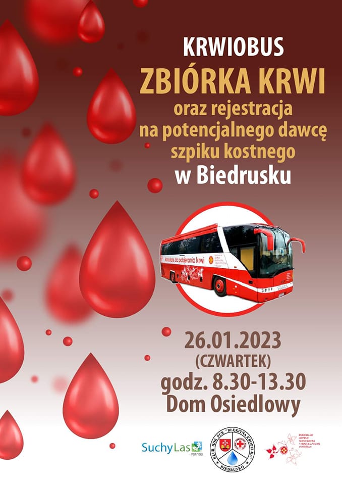 plakat - zbiorka krwi w Biedrusku 26-02-2023