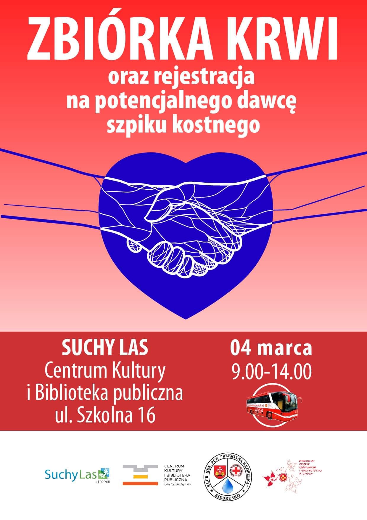 zbiórka krwi 4 marca 2023 w Suchym Lesie