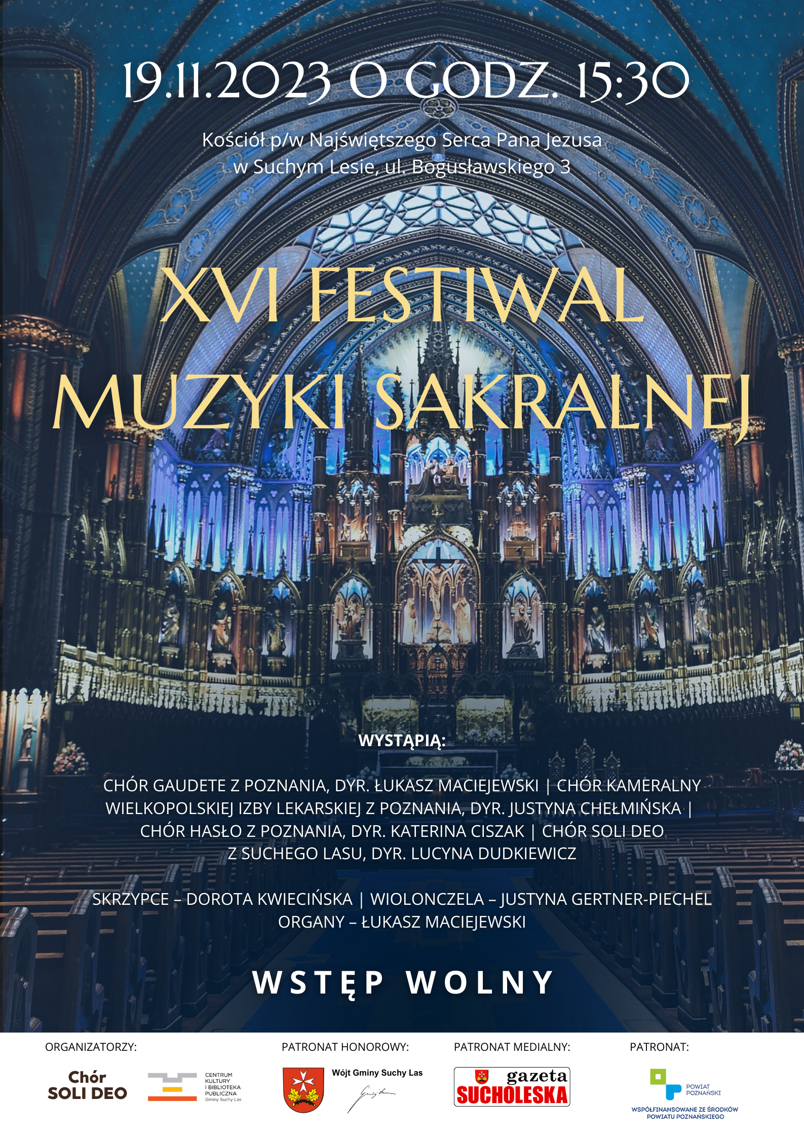 Plakat informujący o Festiwalu Muzyki Sakralnej.