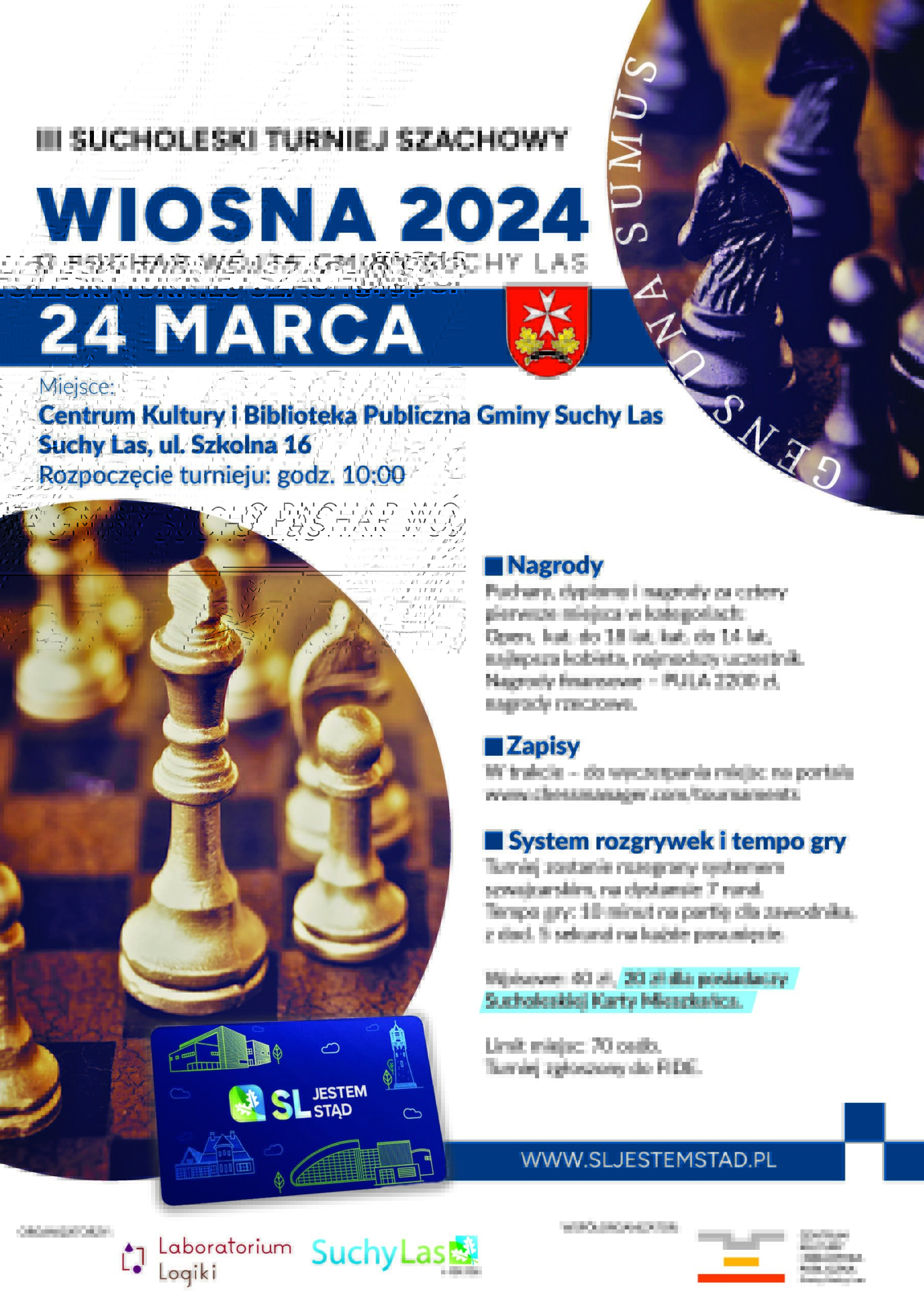 Plakat zapowiadający III Turniej Szachowy w dniu 24 marca 2024 r.