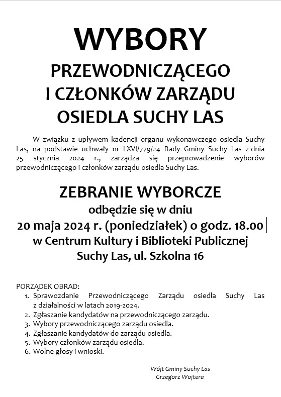 Wybory do zarządu osiedla Suchy Las 2024