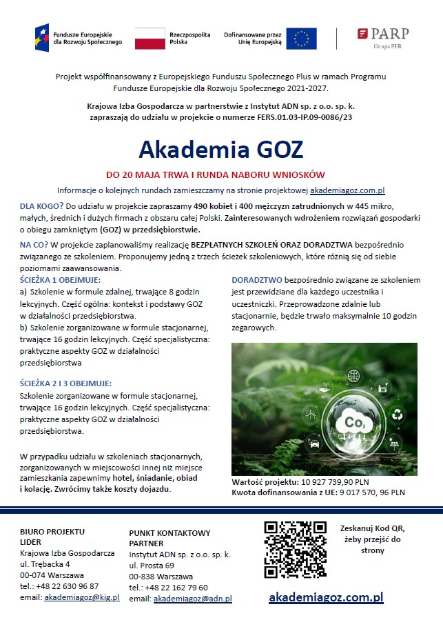 plakat informacyjny o Akademii GOZ