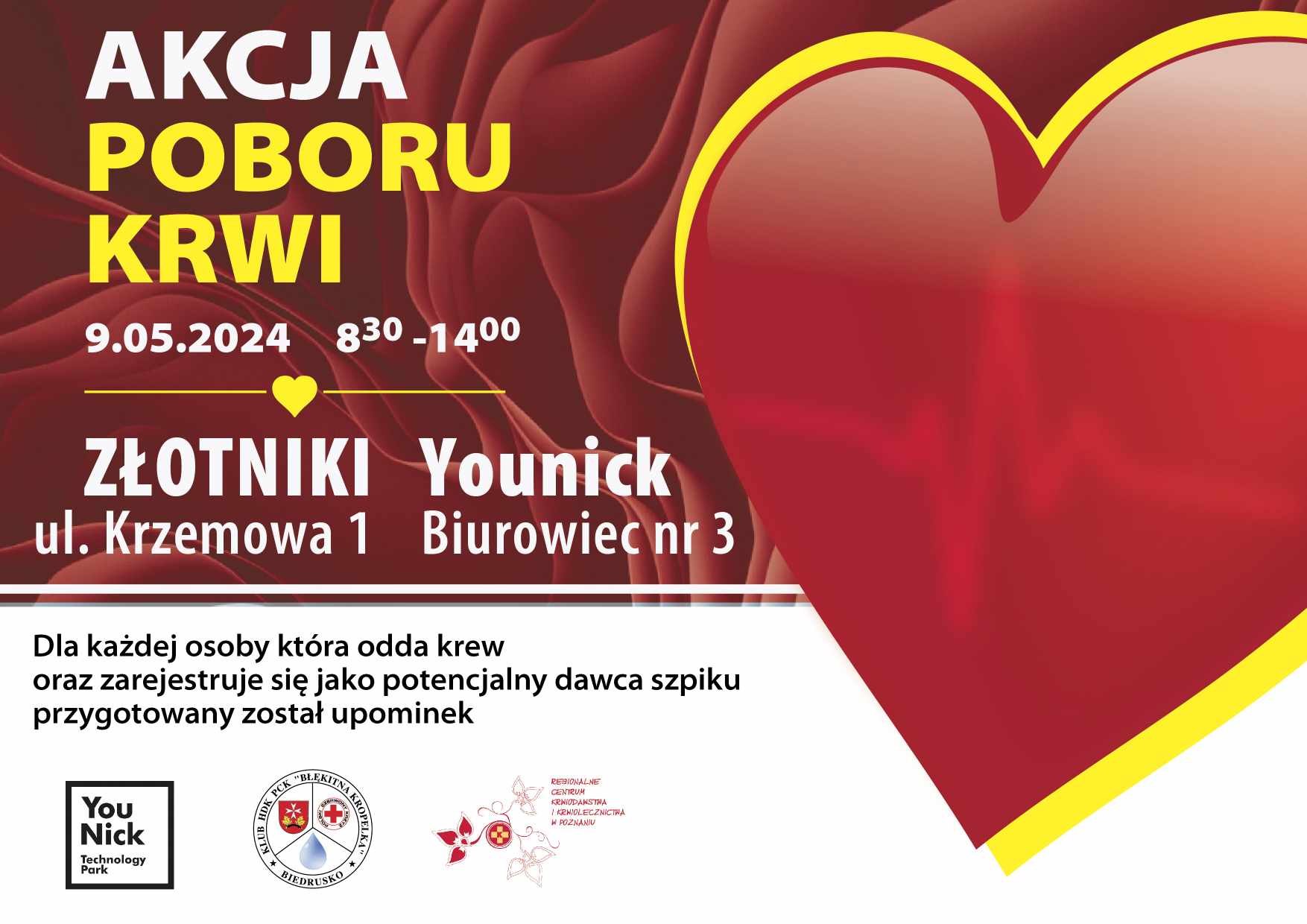 Akcja poboru krwi Złotniki 9 maja 2024