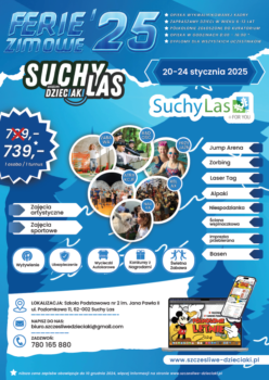 ferie zimowe 2025 szczęśliwe dzieciaki plakat