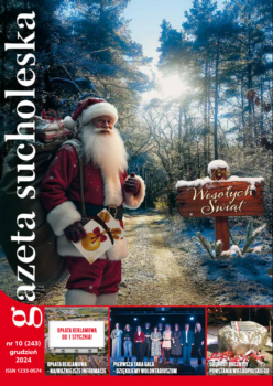 Okładka grudniowego wydania Gazety Sucholeskiej z Mikołajem.
