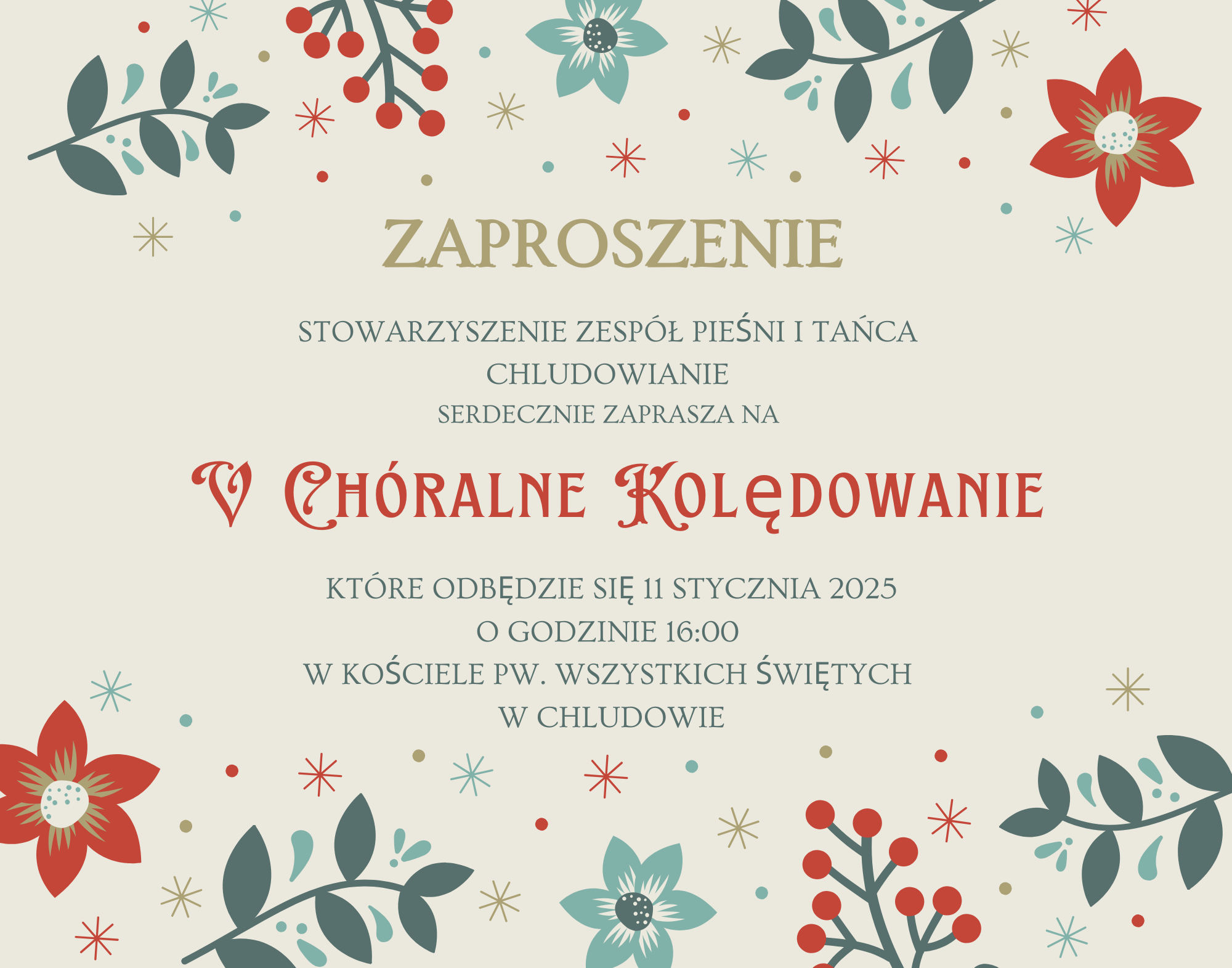 zaprosznenie na choralne kolędowanie