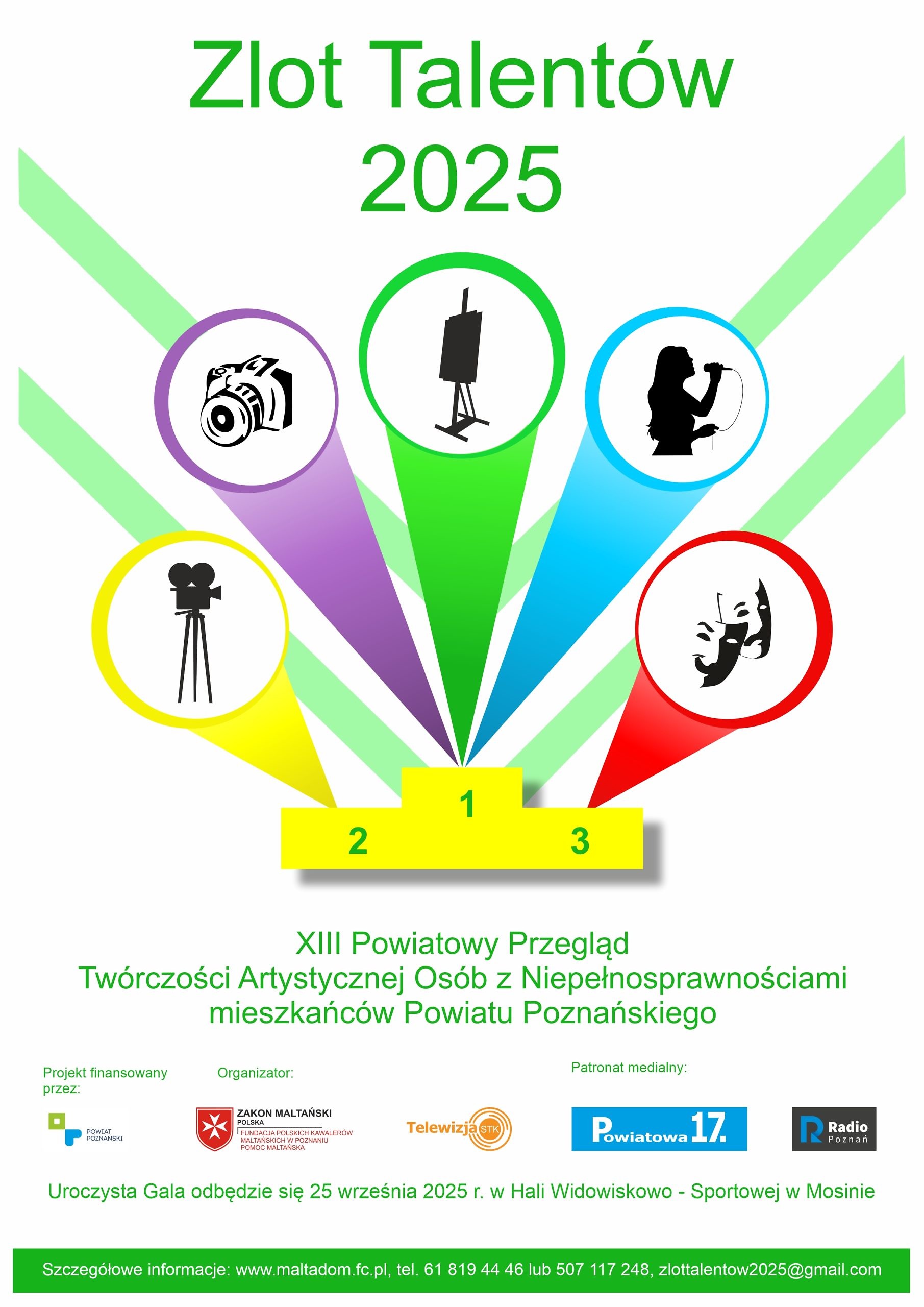 plakat do wydarzenia, www.maltadom.fc.pl, tel. 61 819 44 46, 507 112 248, zlottalentow2025@gmail.com