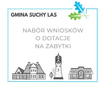 Grafika z zabytkowymi budynkami informująca o naborze.