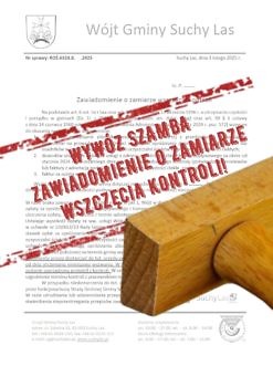 Pismo z adnotacją o zamiarze wszczęcia kontroli