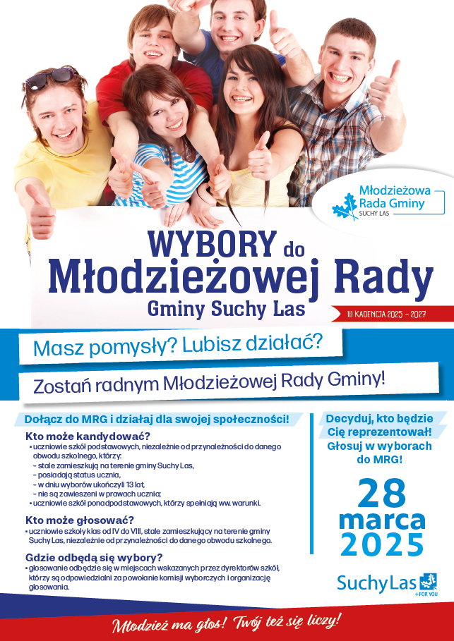 Plakat informujący o wyborach do Młodzieżowej Rady Gminy 
