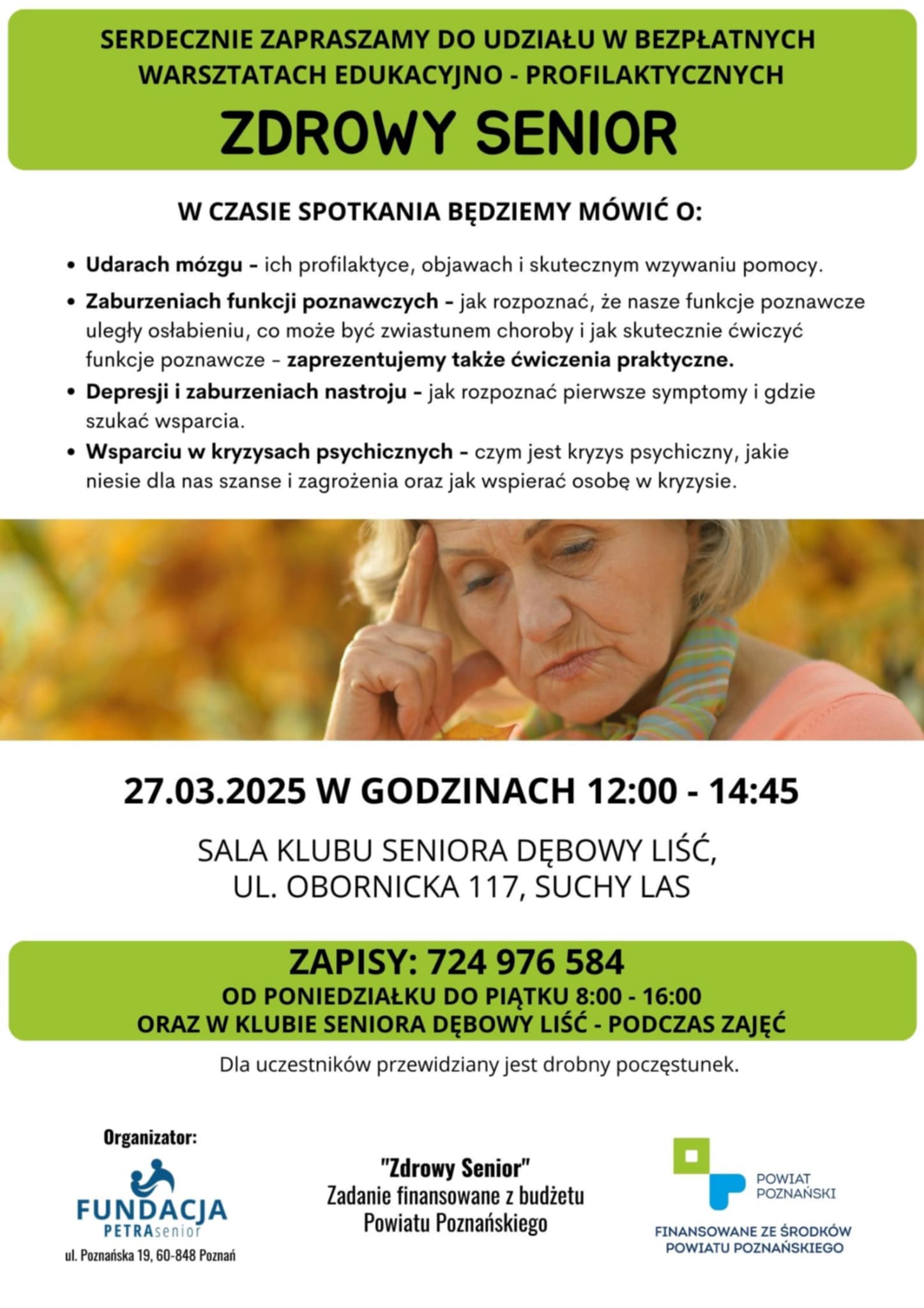 Plakat informujący o warsztatach