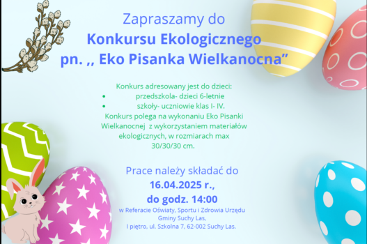 Plakat z pisankami w tle informujący o konkursie.