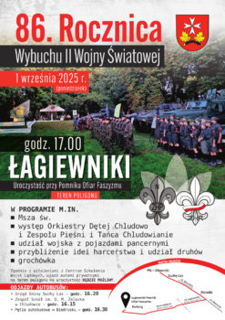 Plakat ze zdjęciem z uroczystości patriotycznej. Informacje z tekstu wpisu.