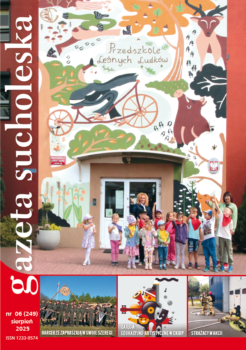 Okładka sierpniowego wydania Gazety Sucholeskiej ze zdjęciem muralu.