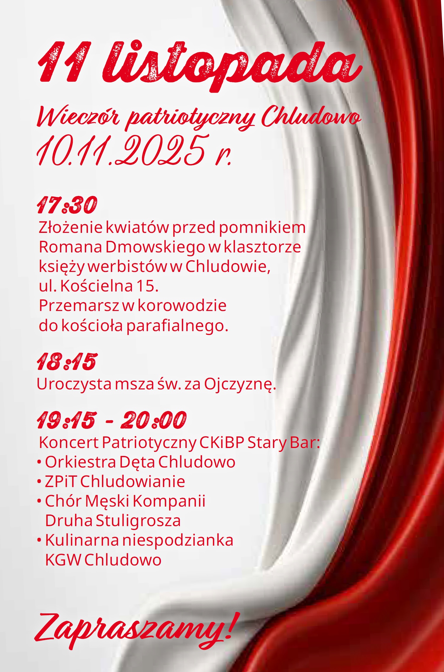 Plakat informujący o uroczystościach w Chludowie.