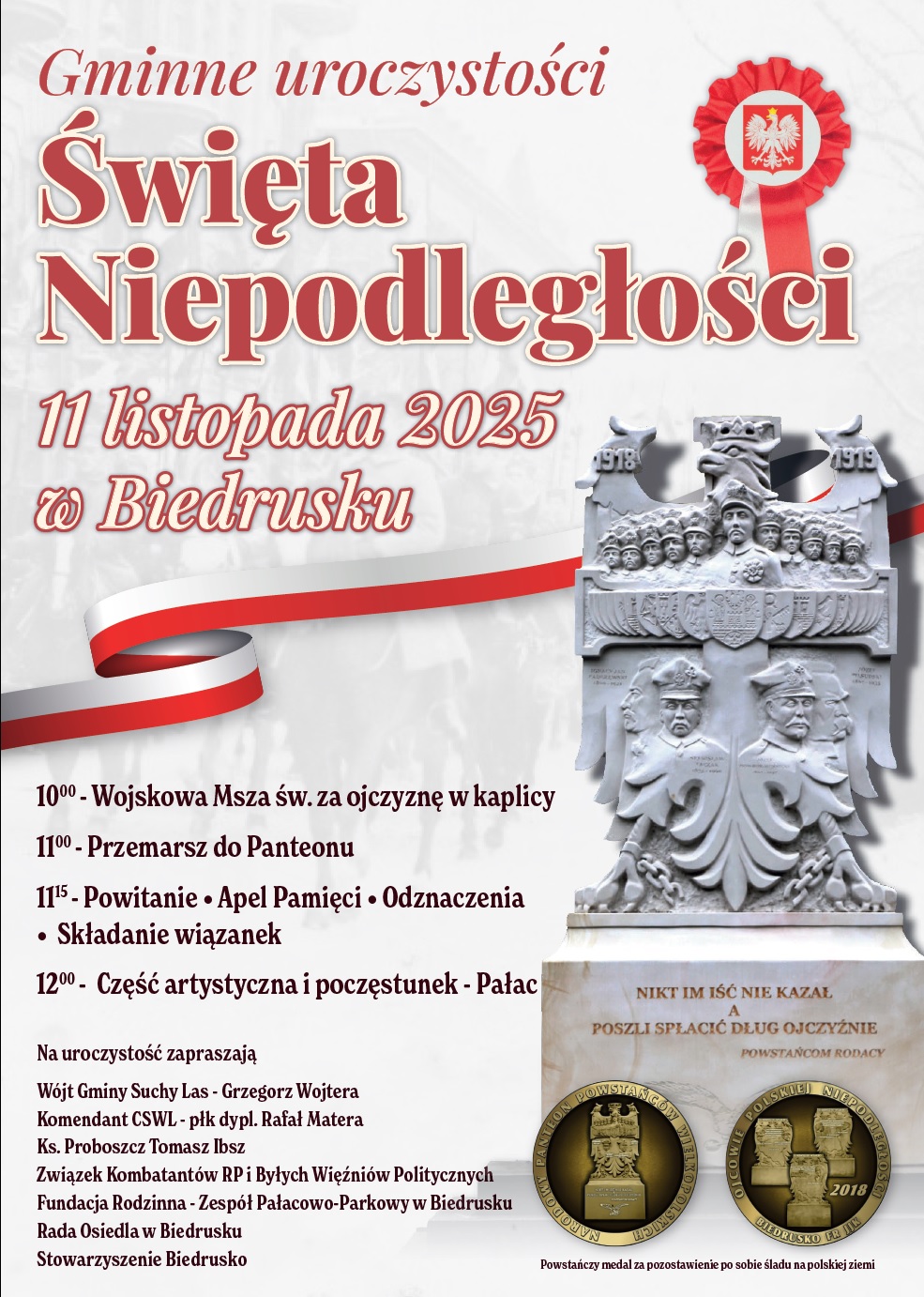Plakat informujący o uroczystościach w Biedrusku.
