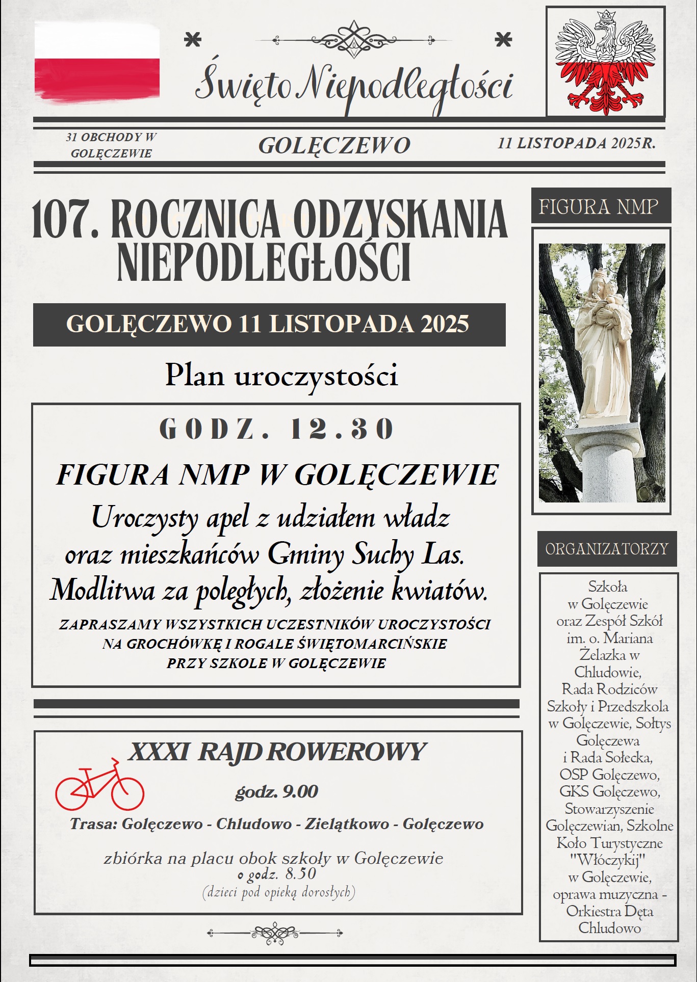 Plakat informujący o uroczystościach w Golęczewie.