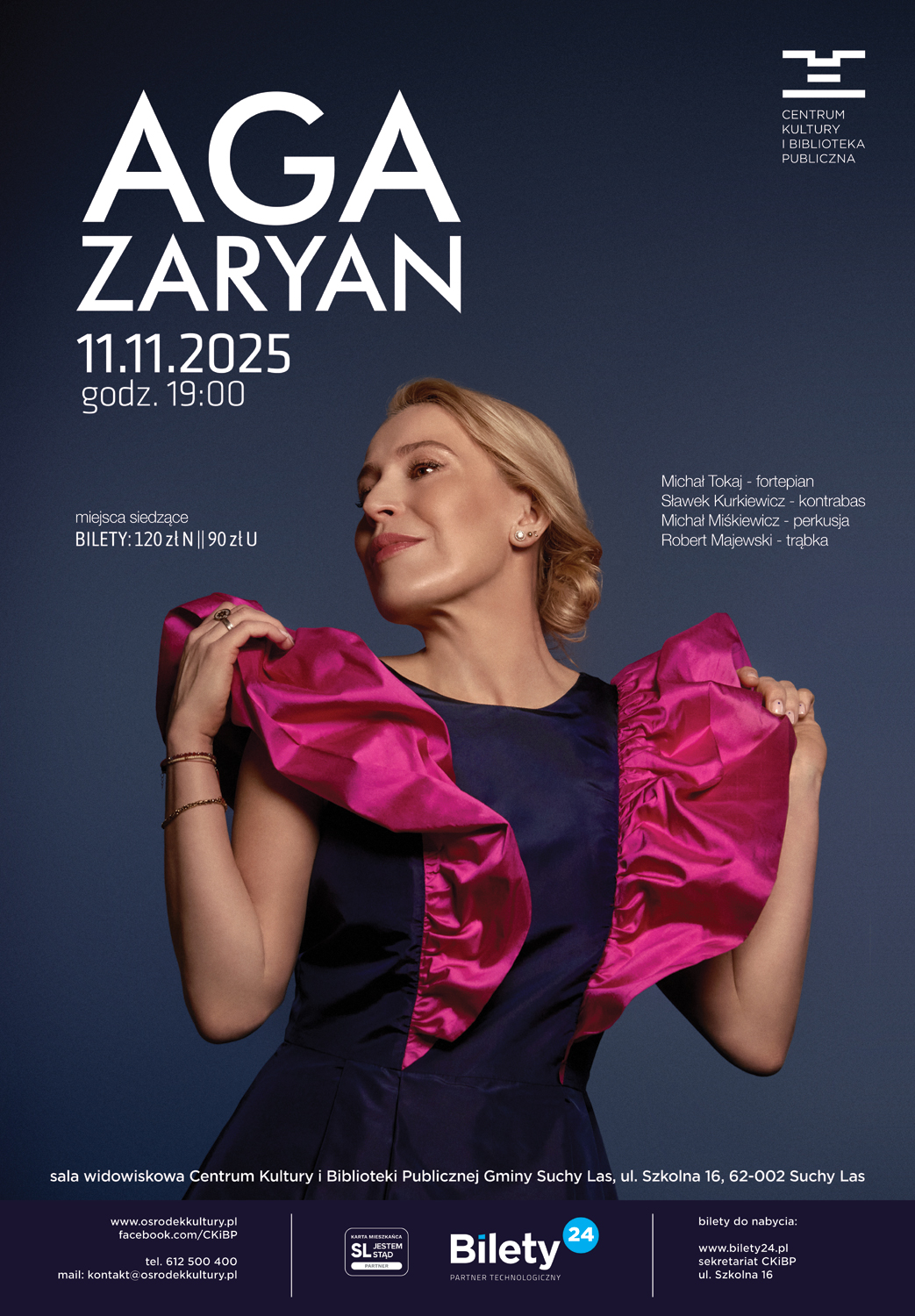Plakat informujący o koncercie w Suchym Lesie.