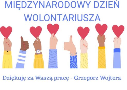Międzynarodowy Dzień Wolontariusza, grafika poglądowa - dłonie trzymające serca.