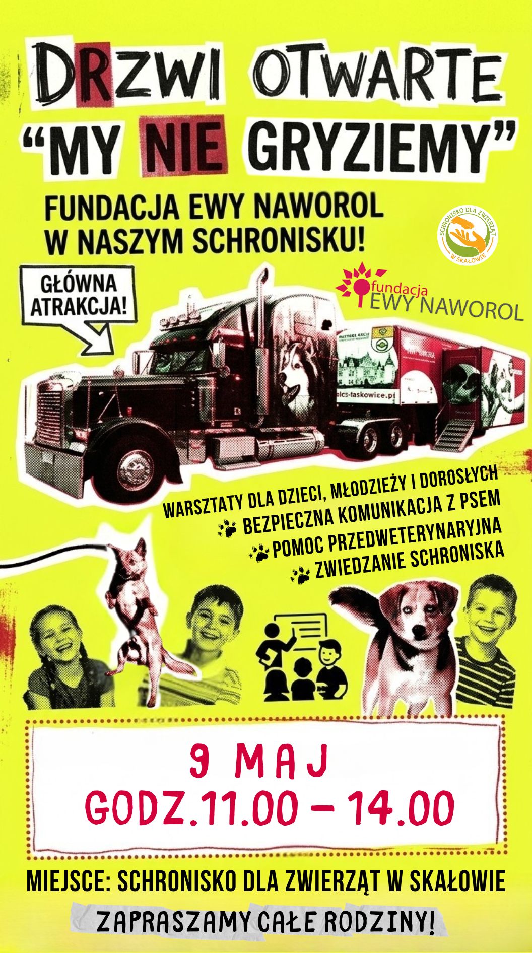 Plakat informujący o drzwiach otwartych w Skałowie.