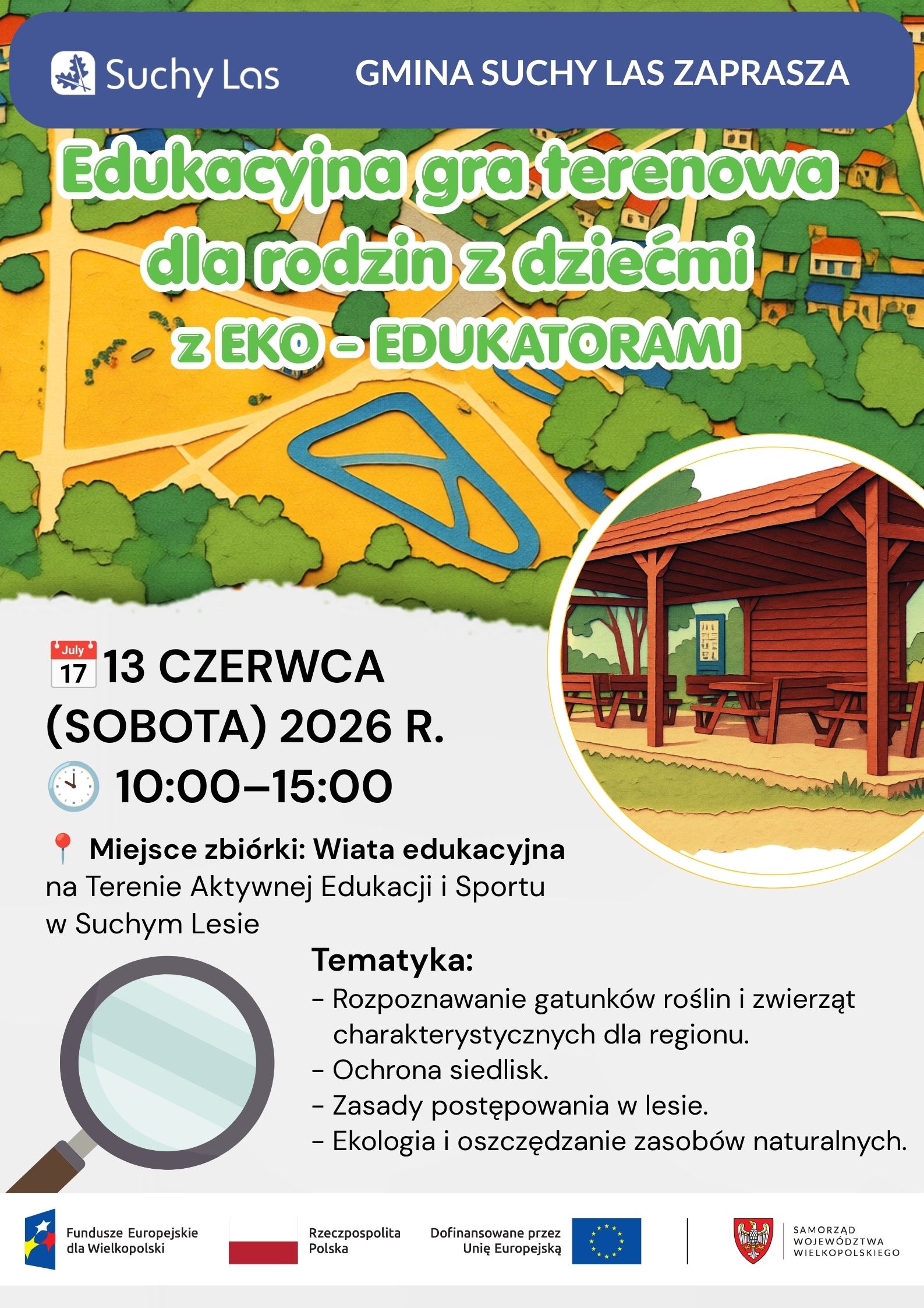 Plakat informujący o grze terenowej.