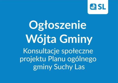 Niebieski kafelek z napisem ogłoszenie wójta gminy
